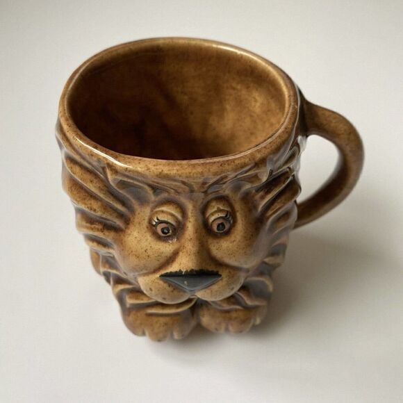 Vintage Lion Mug Cup Ceramic Coffee Tea Brown - Picture 2 of 9